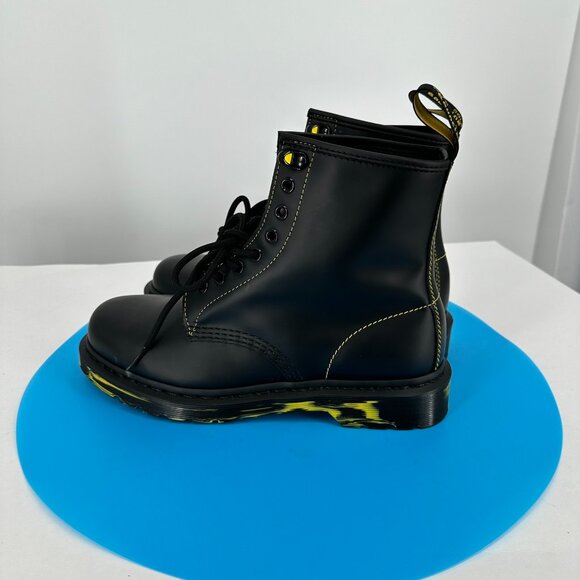 New with Tag, Dr. Martens 1460 Smooth Black Leather Marbled Yellow Men\'s Sz 8 main image 8